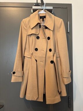 Victoria's Secret Tan Double-Breasted Wool Trench Coat